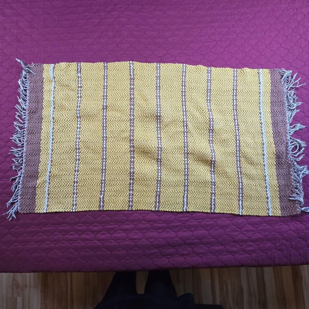 Rug Mustard Yellow Brown White 44